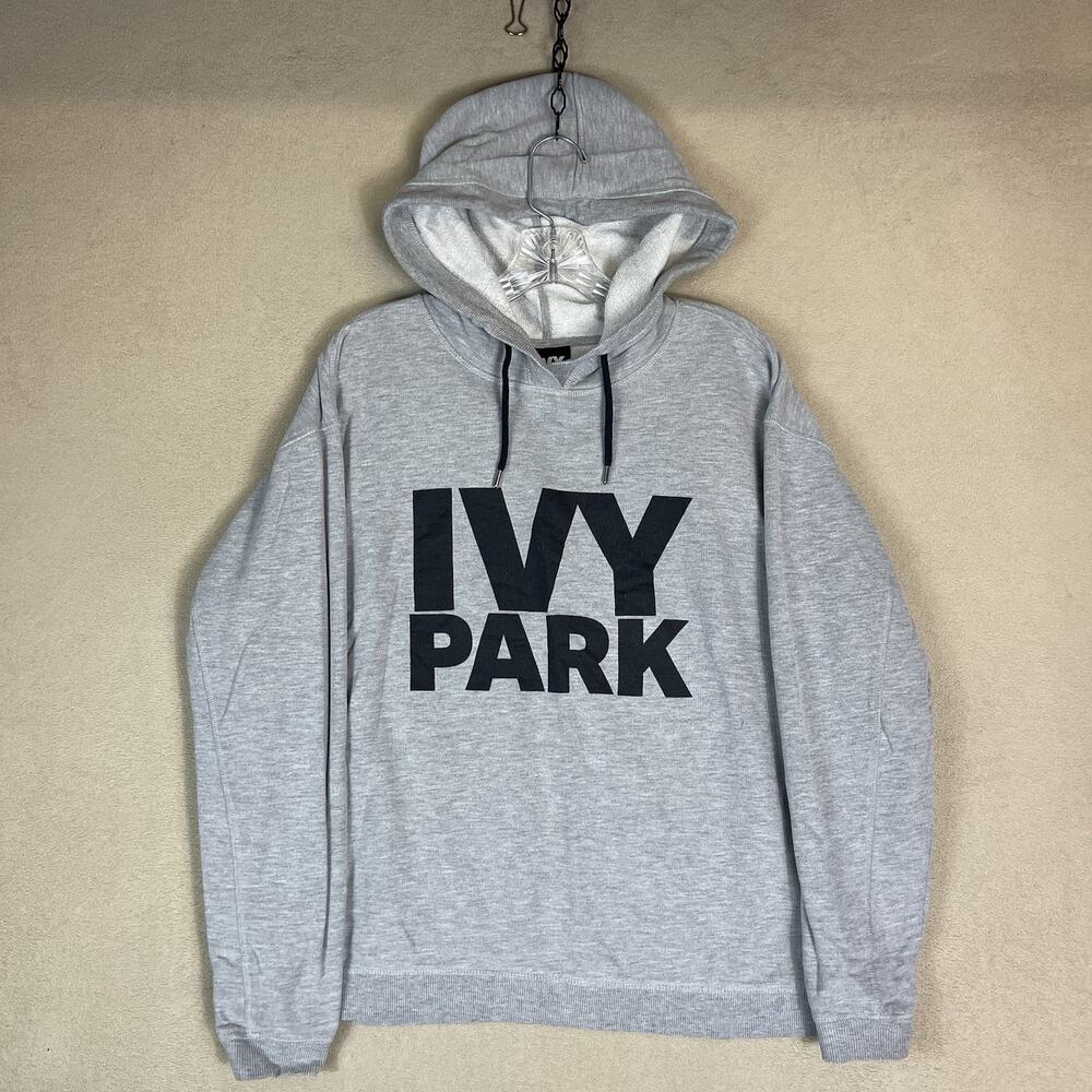 Ivy Park Hoodie Womens M Gray Beyonce Oversized Logo Graphic Pullover Sweatshirt